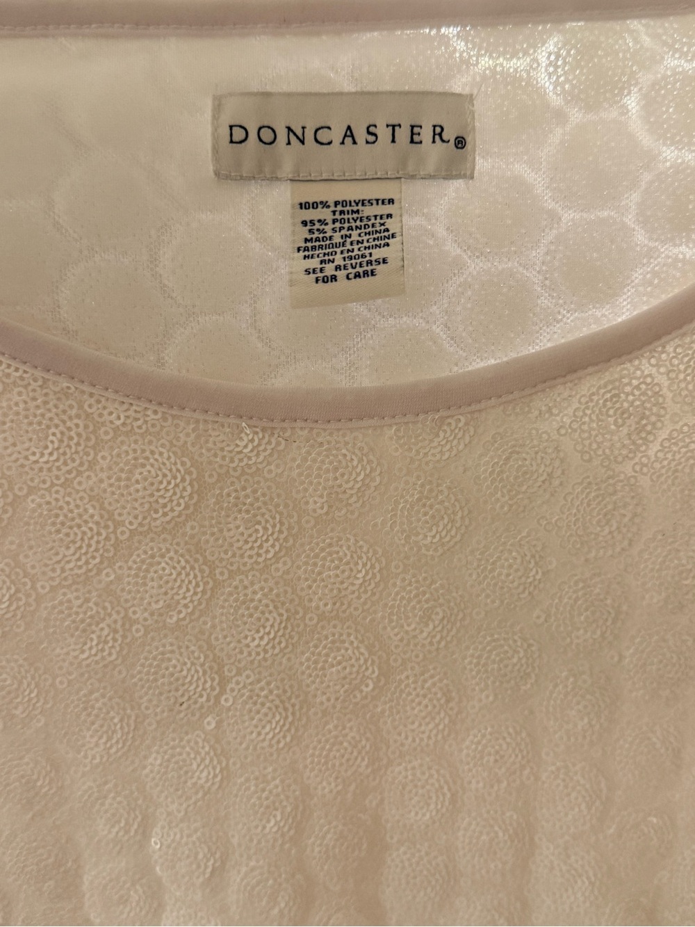 Doncaster white Sequin Dot Scoop Neck Shell